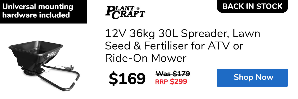 12V 36kg 30L Spreader, Lawn Seed & Fertiliser for ATV or Ride-On Mower