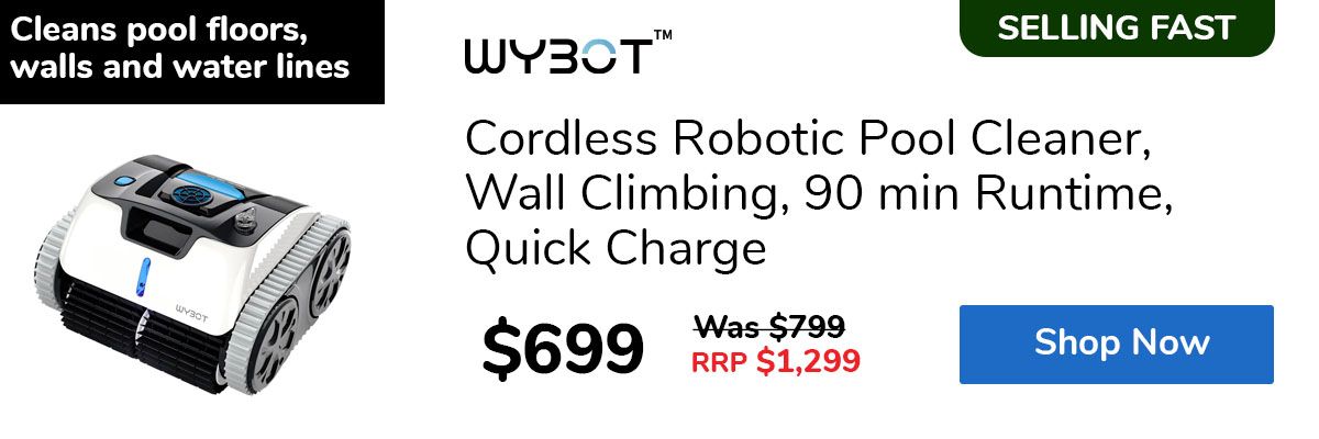 Cordless Robotic Pool Cleaner, Wall Climbing, 90 min Runtime, Quick Charge