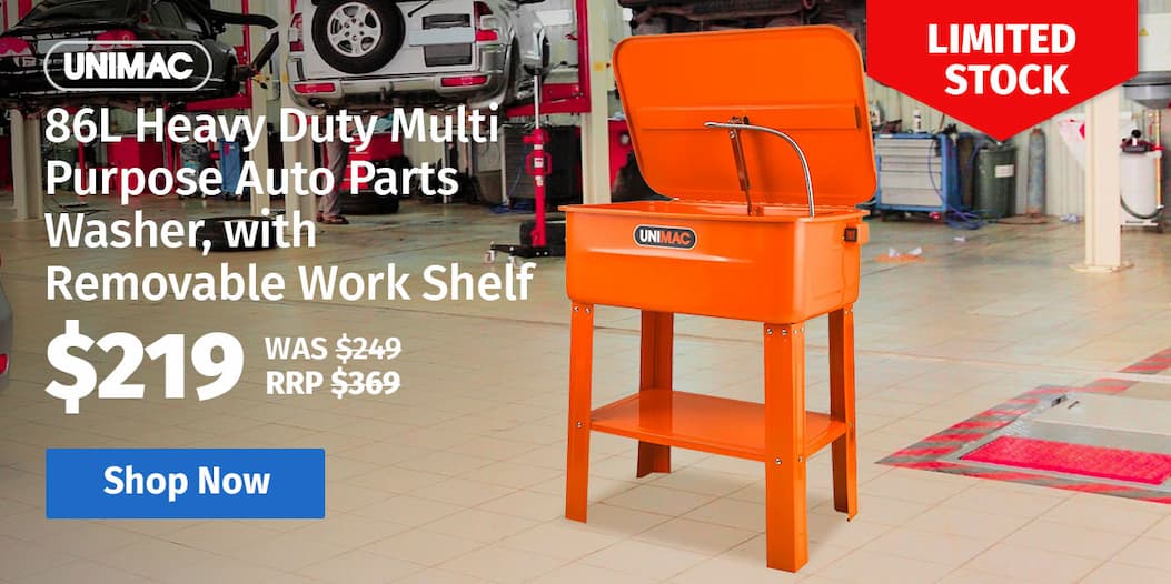 UNIMAC 86L Heavy Duty Multi Purpose Auto Parts Washer, with Removable Work Shelf, Parts Basket