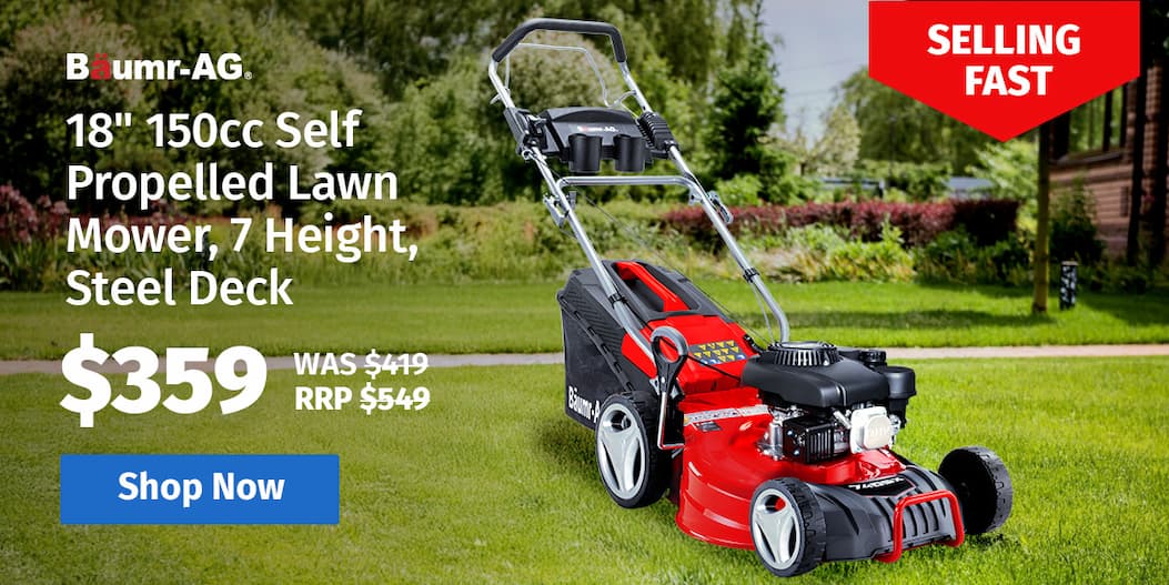 BAUMR-AG 18" 150cc Self Propelled Lawn Mower, 7 Height, Steel Deck, Cup Holders, 4-Stroke Petrol Lawnmower - 740SX