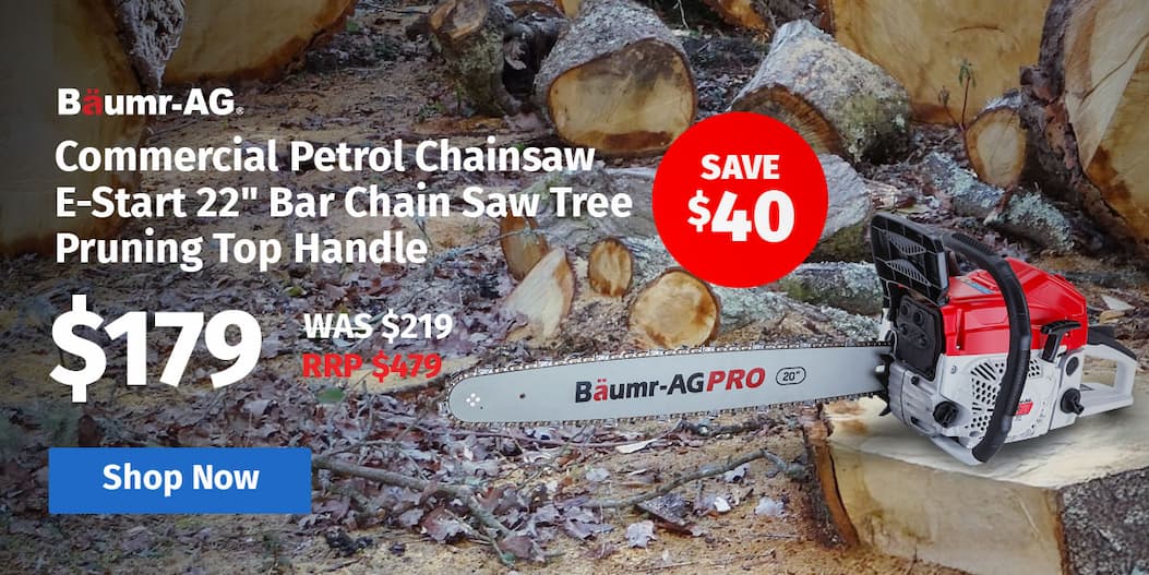 BAUMR-AG Commercial Petrol Chainsaw E-Start 22" Bar Chain Saw Tree Pruning Top Handle