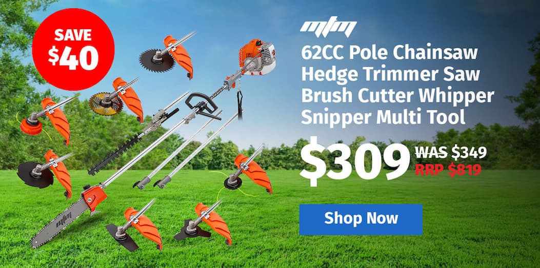 MTM 62CC Pole Chainsaw Hedge Trimmer Saw Brush Cutter Whipper Snipper Multi Tool
