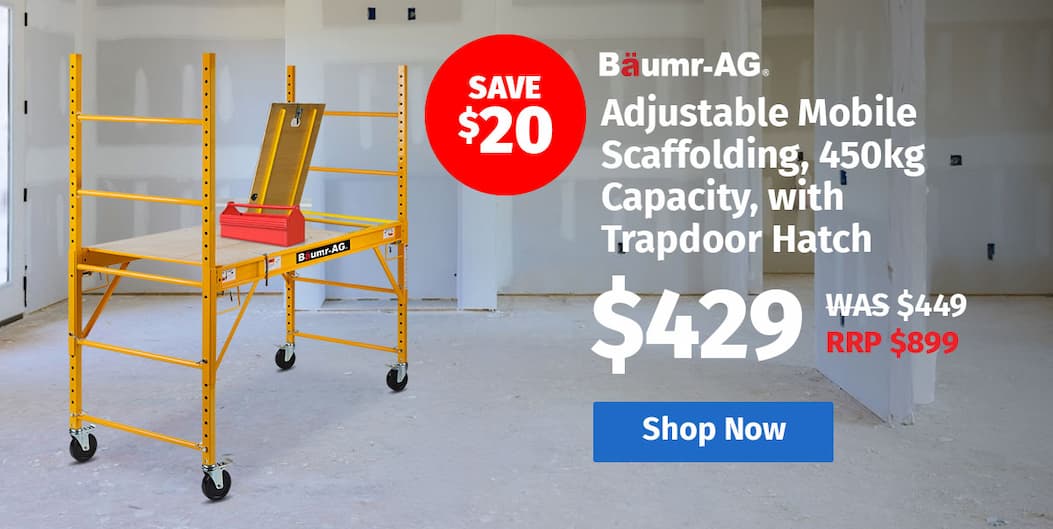 Baumr-AG Adjustable Mobile Scaffolding, 450kg Capacity, with Trapdoor Hatch