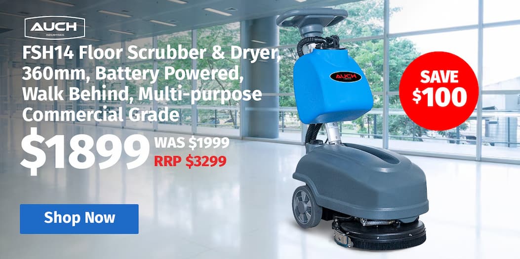 AUCH FSH14 Floor Scrubber & Dryer, 360mm, Battery Powered, Walk Behind, Multi-purpose Commercial Grade Machine