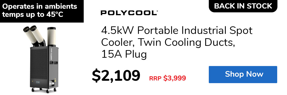 4.5kW Portable Industrial Spot Cooler, Twin Cooling Ducts, 15A Plug