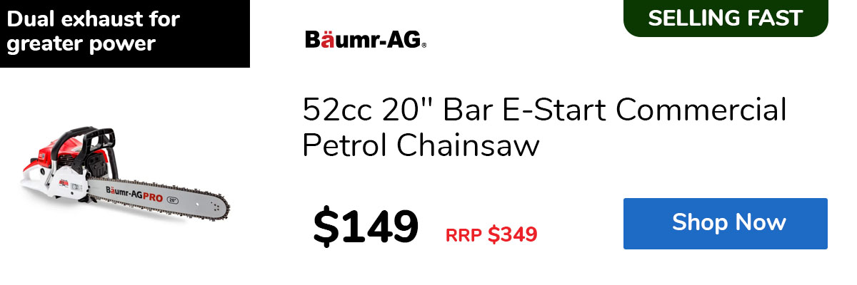 52cc 20" Bar E-Start Commercial Petrol Chainsaw