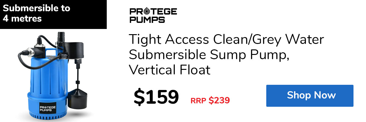Tight Access Clean/Grey Water Submersible Sump Pump, Vertical Float