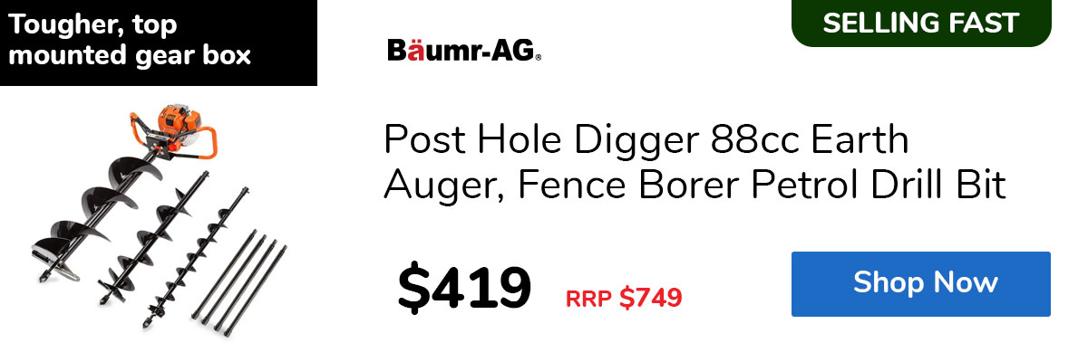 Post Hole Digger 88cc Earth Auger, Fence Borer Petrol Drill Bit