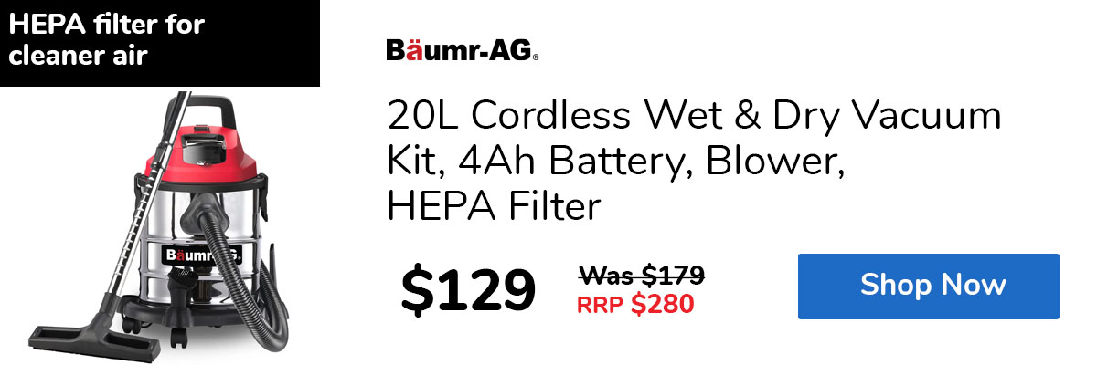 20L Cordless Wet & Dry Vacuum Kit, 4Ah Battery, Blower, HEPA Filter