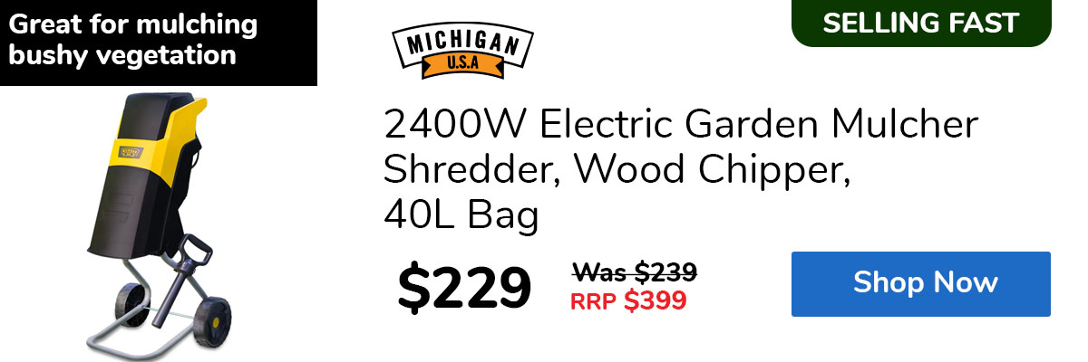 2400W Electric Garden Mulcher Shredder, Wood Chipper, 40L Bag