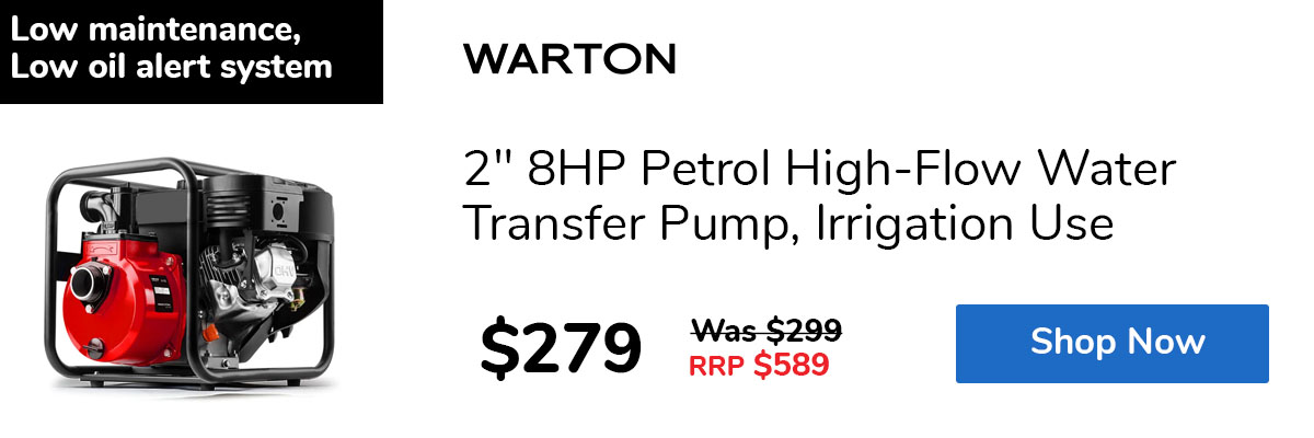 2" 8HP Petrol High-Flow Water Transfer Pump, Irrigation Use