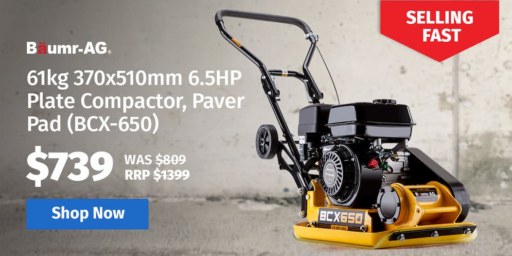 BAUMR-AG 61kg 370x510mm 6.5HP Plate Compactor, Paver Pad (BCX-650)