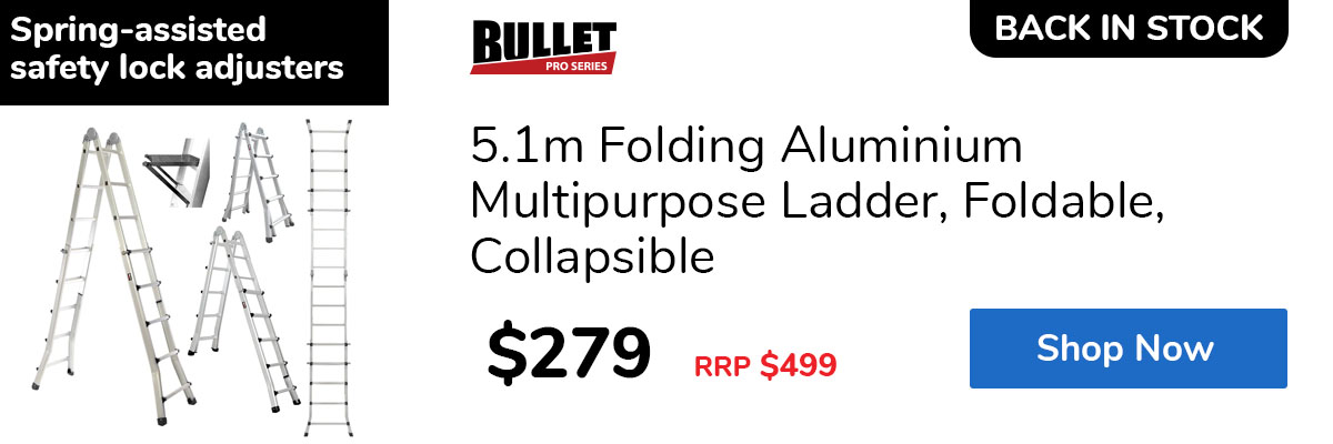5.1m Folding Aluminium Multipurpose Ladder, Foldable, Collapsible