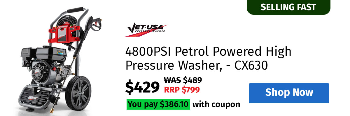 JET-USA 4800PSI Petrol Powered High Pressure Washer, - CX630