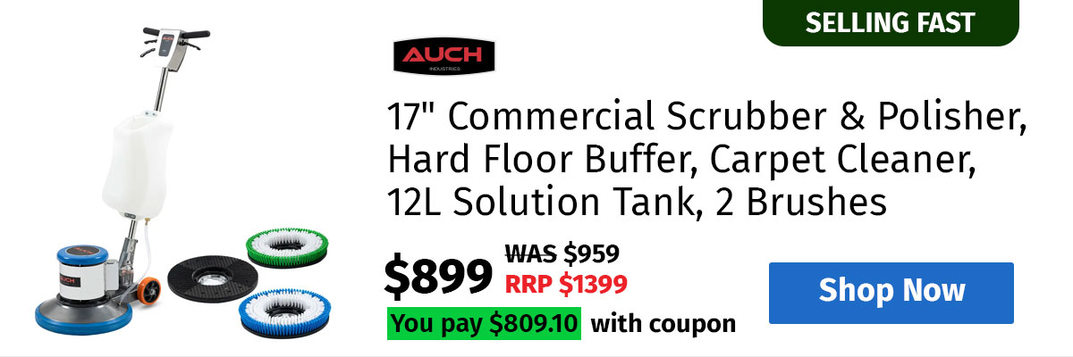 AUCH 17" Commercial Scrubber & Polisher, Hard Floor Buffer, Carpet Cleaner, 12L Solution Tank, 2 Brushes