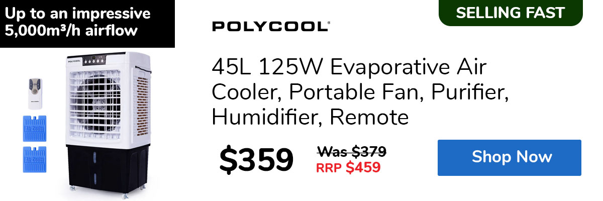 45L 125W Evaporative Air Cooler, Portable Fan, Purifier, Humidifier, Remote