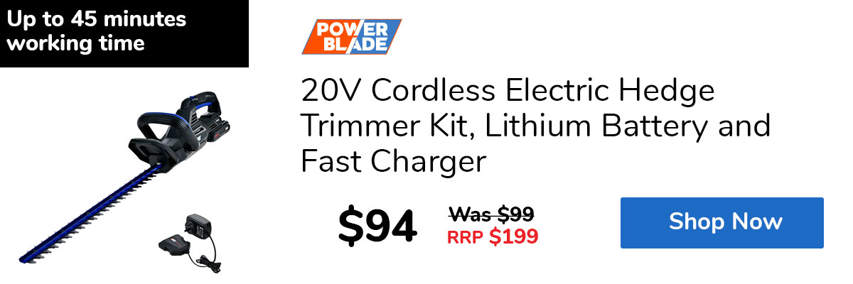 20V Cordless Electric Hedge Trimmer Kit, Lithium Battery and Fast Charger