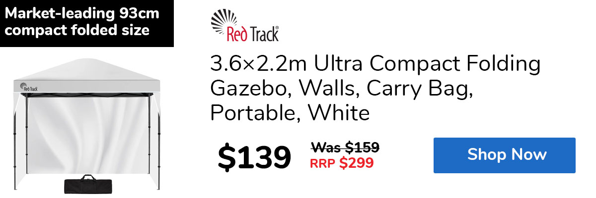 3.6×2.2m Ultra Compact Folding Gazebo, Walls, Carry Bag, Portable, White