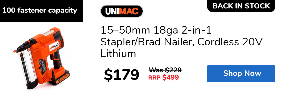 15–50mm 18ga 2-in-1 Stapler/Brad Nailer, Cordless 20V Lithium