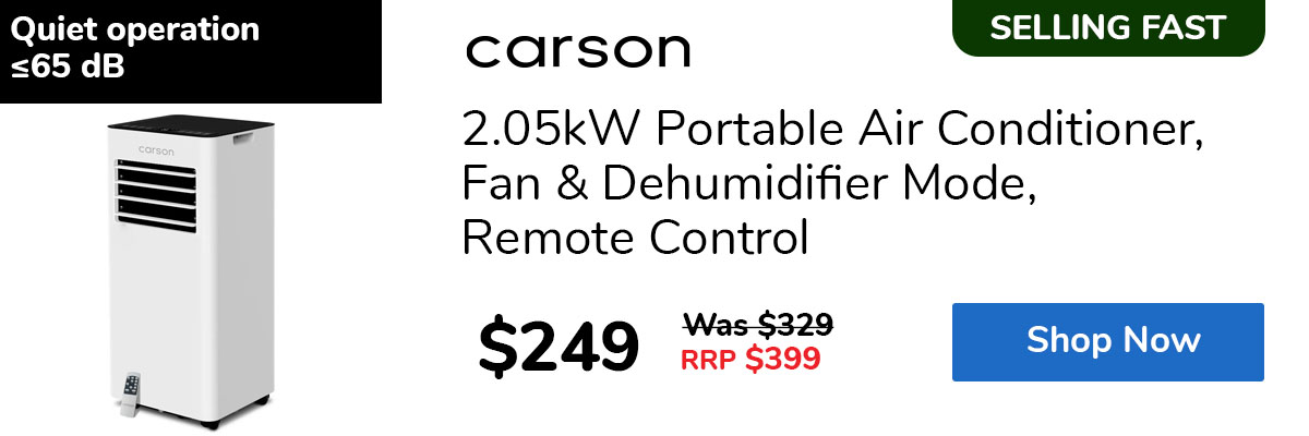 2.05kW Portable Air Conditioner, Fan & Dehumidifier Mode, Remote Control