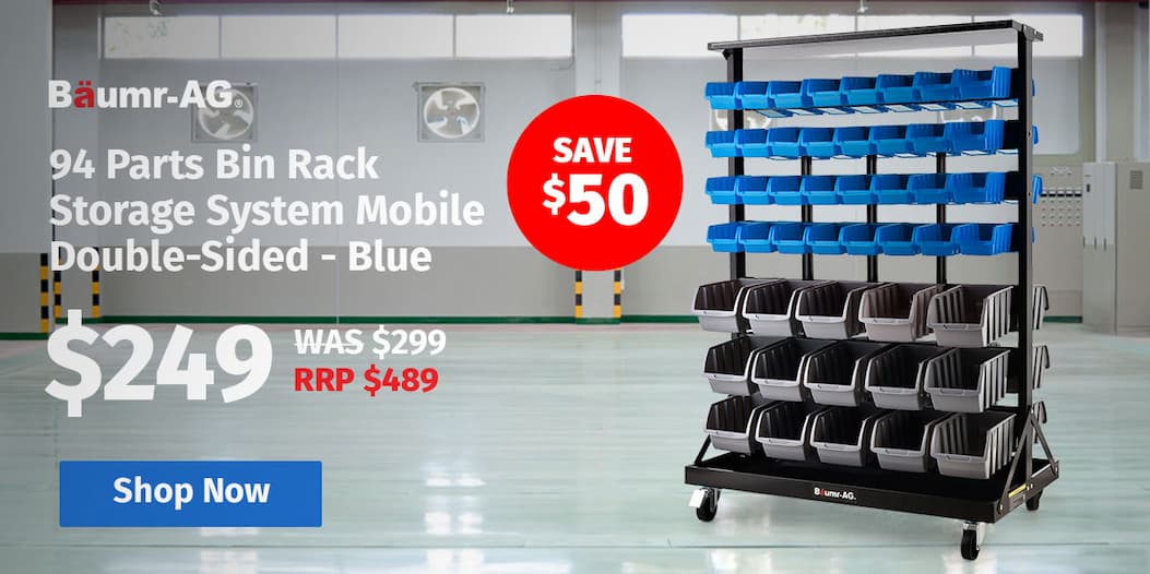BAUMR-AG 94 Parts Bin Rack Storage System Mobile Double-Sided - Blue