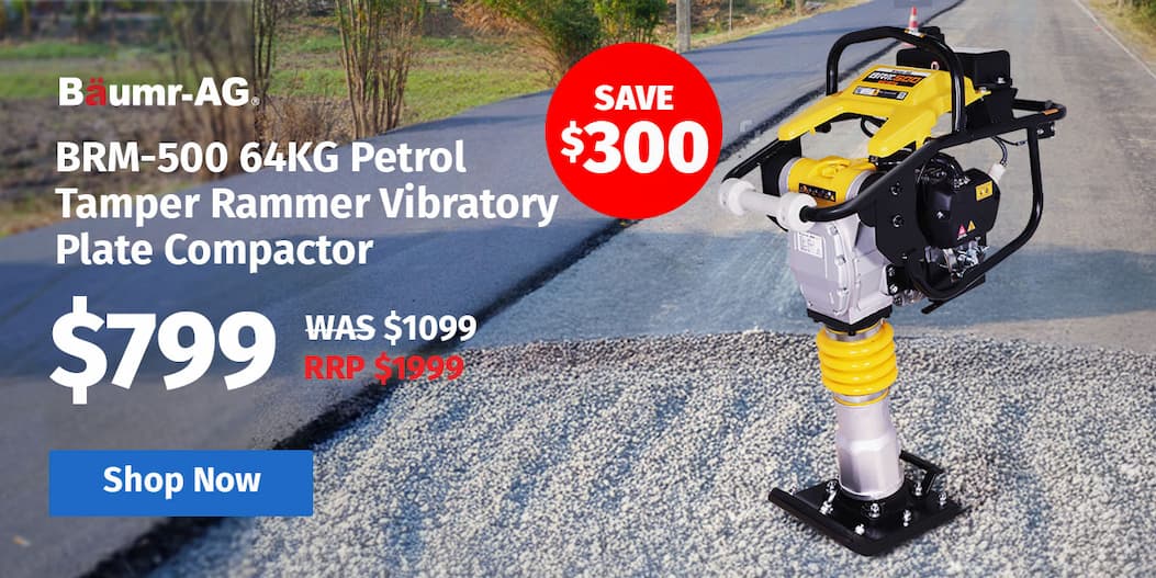 BAUMR-AG BRM-500 64KG Petrol Tamper Rammer Vibratory Plate Compactor, Lightweight, for Soil Sand Gravel Asphalt