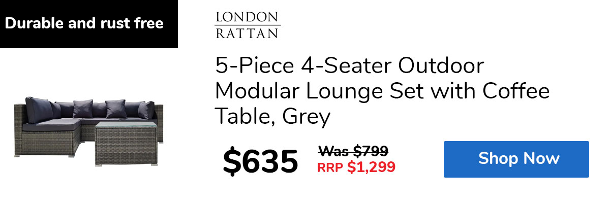 5-Piece 4-Seater Outdoor Modular Lounge Set with Coffee Table, Grey