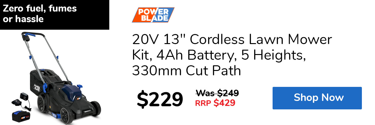 20V 13" Cordless Lawn Mower Kit, 4Ah Battery, 5 Heights, 330mm Cut Path