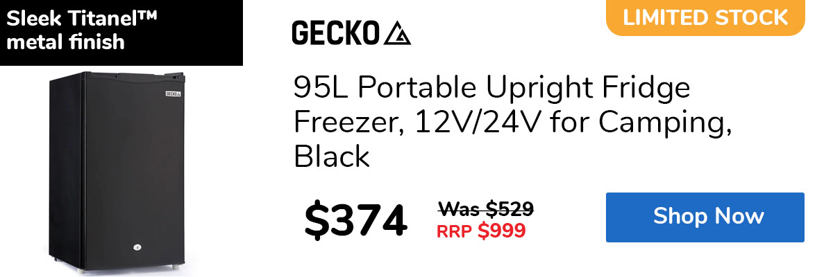 95L Portable Upright Fridge Freezer, 12V/24V for Camping, Black
