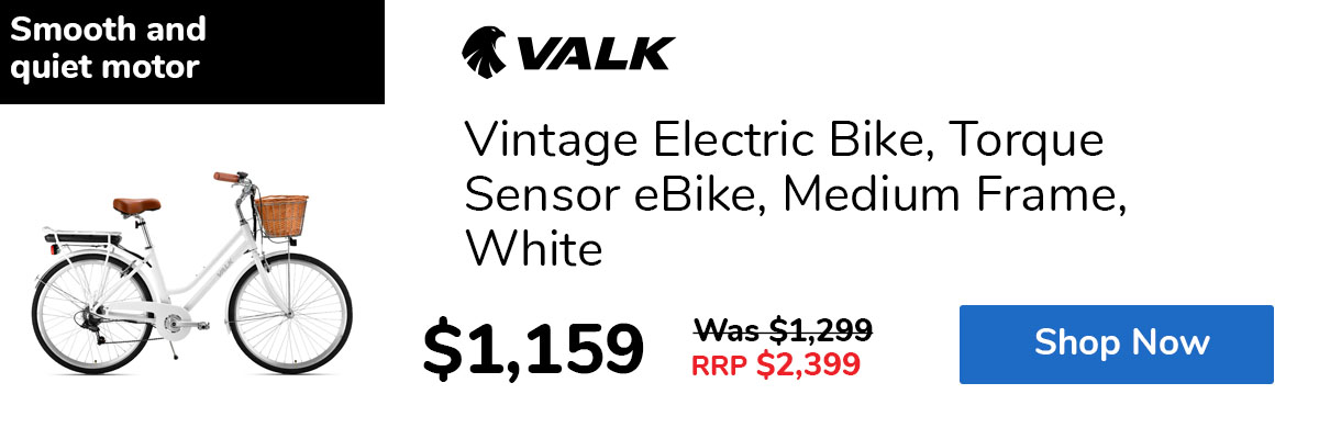 Vintage Electric Bike, Torque Sensor eBike, Medium Frame, White