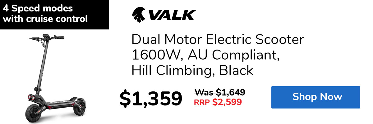 Dual Motor Electric Scooter 1600W, AU Compliant, Hill Climbing, Black