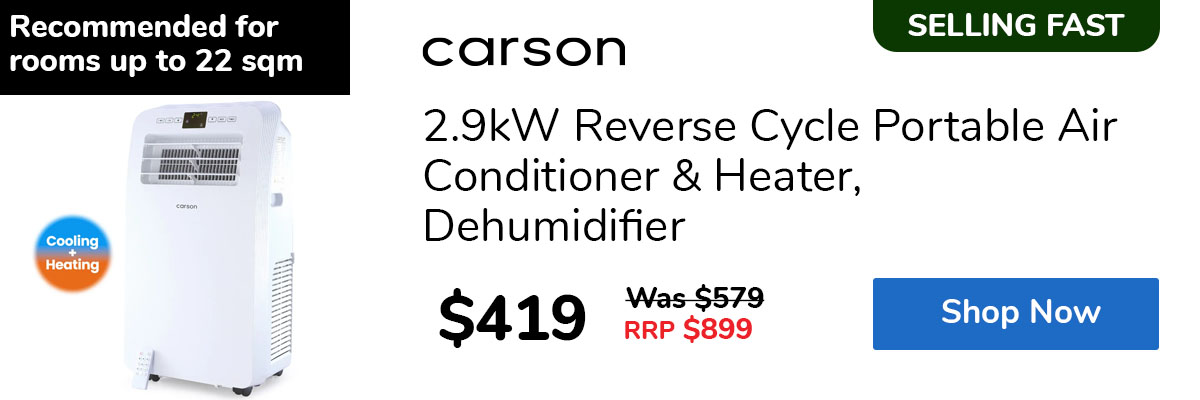 2.9kW Reverse Cycle Portable Air Conditioner & Heater, Dehumidifier