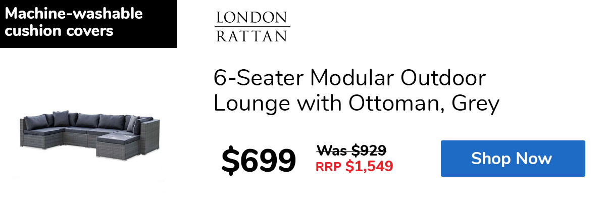 6-Seater Modular Outdoor Lounge with Ottoman, Grey