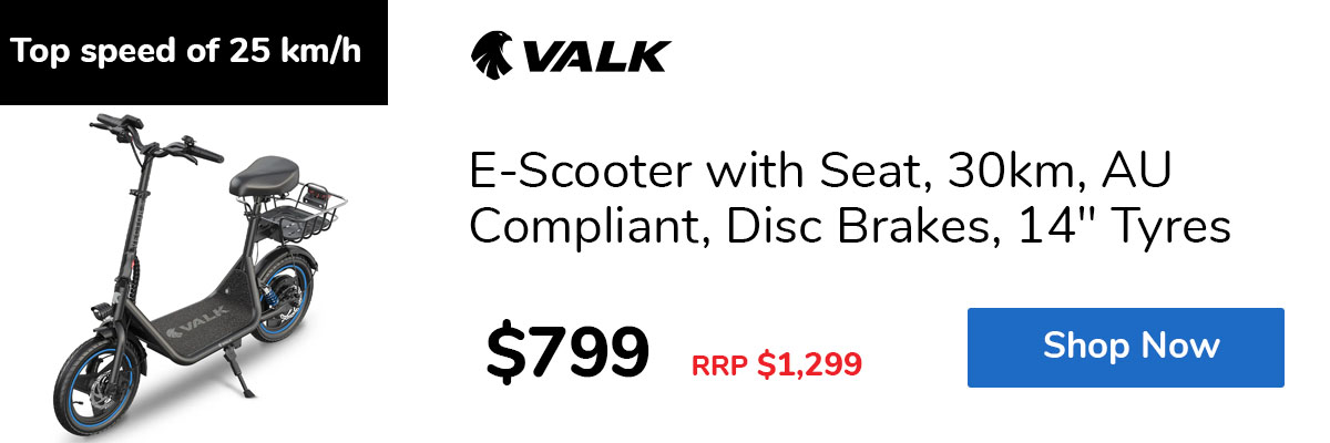 E-Scooter with Seat, 30km, AU Compliant, Disc Brakes, 14" Tyres