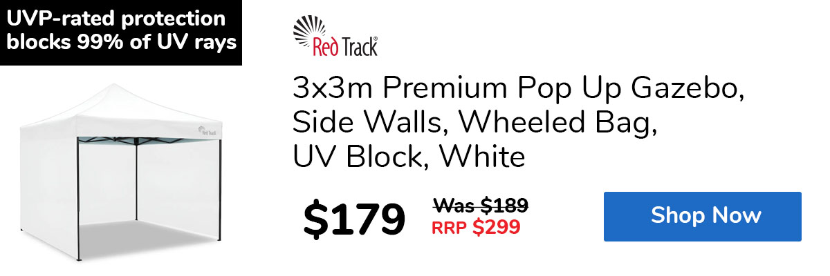 3x3m Premium Pop Up Gazebo, Side Walls, Wheeled Bag, UV Block, White