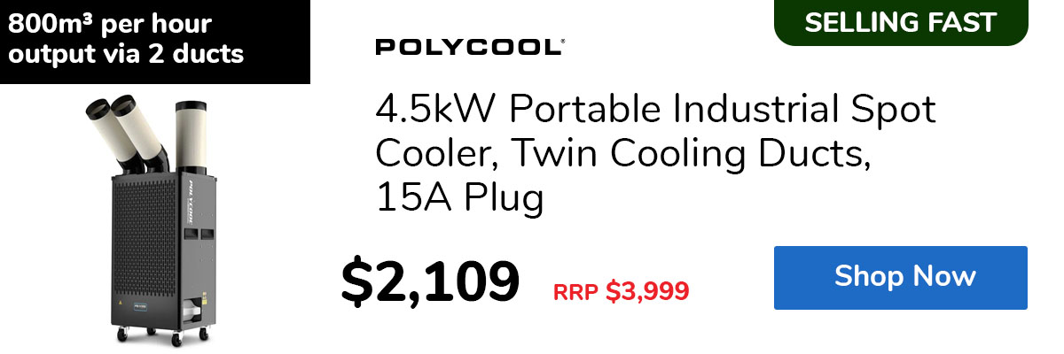 4.5kW Portable Industrial Spot Cooler, Twin Cooling Ducts, 15A Plug