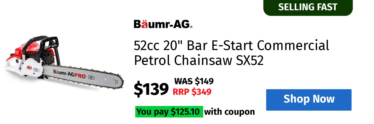 BAUMR-AG 52cc 20" Bar E-Start Commercial Petrol Chainsaw SX52