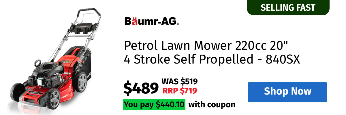 BAUMR-AG Petrol Lawn Mower 220cc 20" 4 Stroke Self Propelled - 840SX