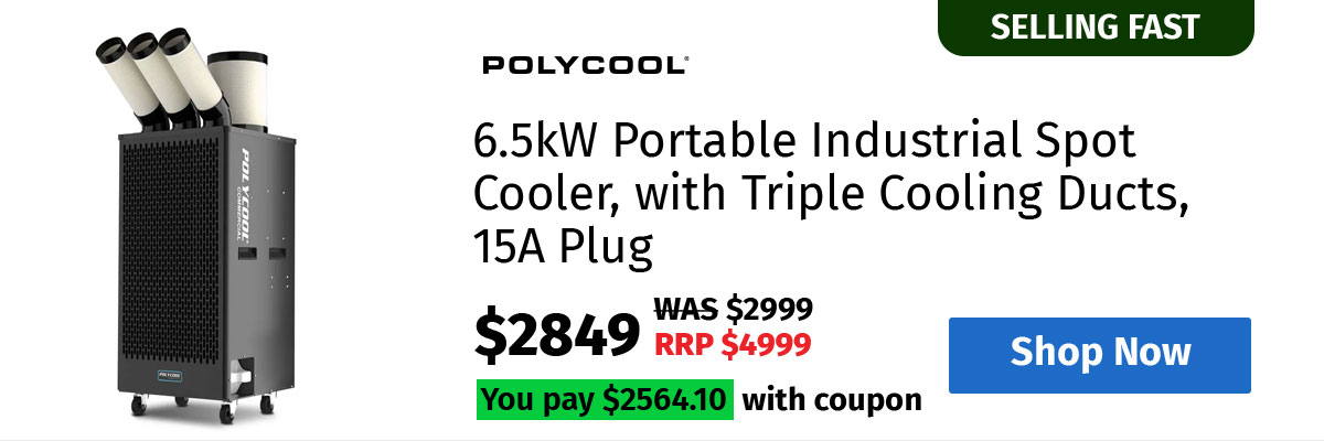 POLYCOOL 6.5kW Portable Industrial Spot Cooler, with Triple Cooling Ducts, 15A Plug