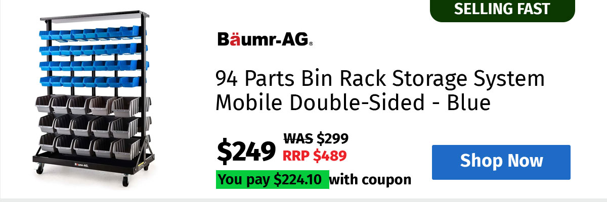 BAUMR-AG 94 Parts Bin Rack Storage System Mobile Double-Sided - Blue