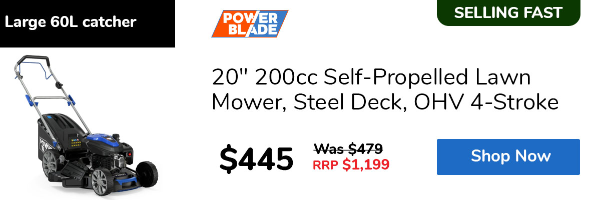 20" 200cc Self-Propelled Lawn Mower, Steel Deck, OHV 4-Stroke