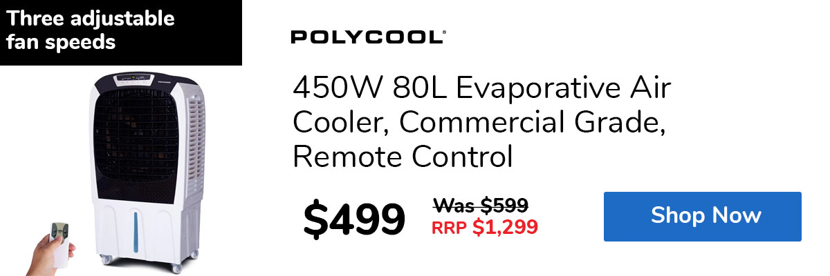 450W 80L Evaporative Air Cooler, Commercial Grade, Remote Control
