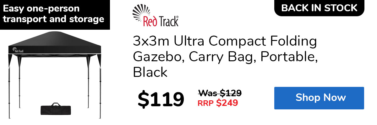 3x3m Ultra Compact Folding Gazebo, Carry Bag, Portable, Black
