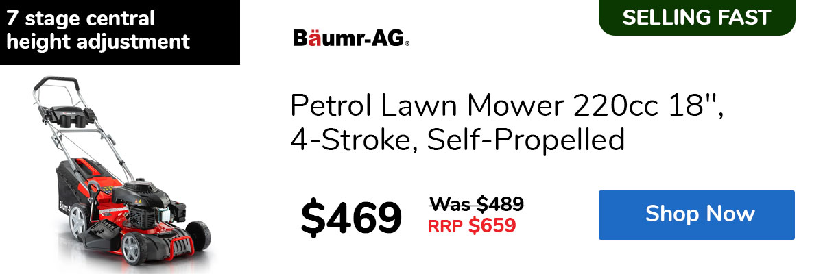 Petrol Lawn Mower 220cc 18", 4-Stroke, Self-Propelled