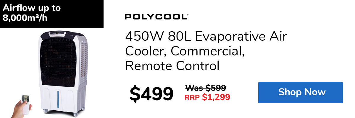 450W 80L Evaporative Air Cooler, Commercial, Remote Control