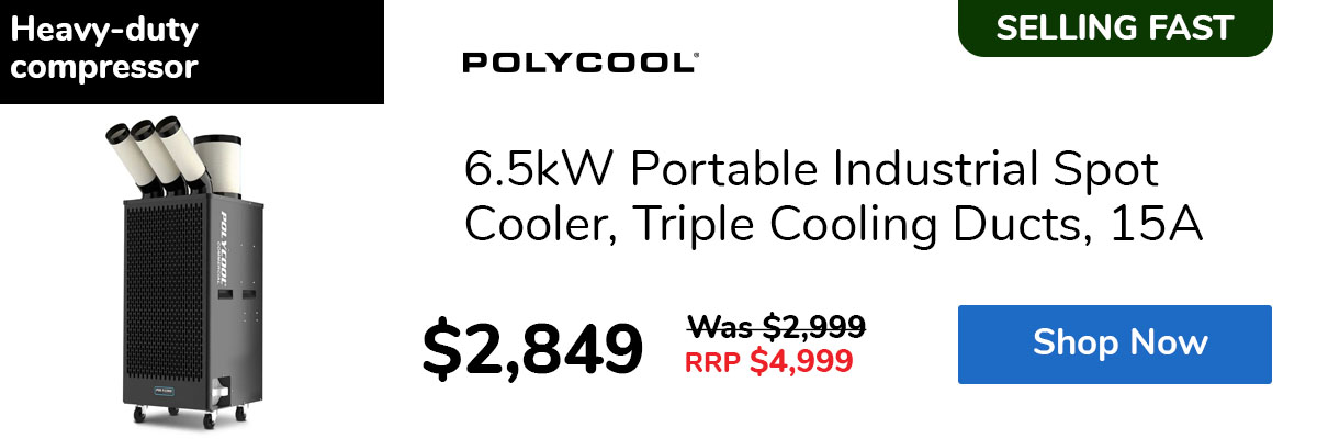 6.5kW Portable Industrial Spot Cooler, Triple Cooling Ducts, 15A