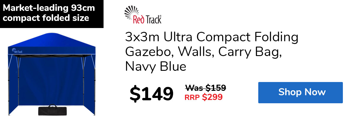 3x3m Ultra Compact Folding Gazebo, Walls, Carry Bag, Navy Blue