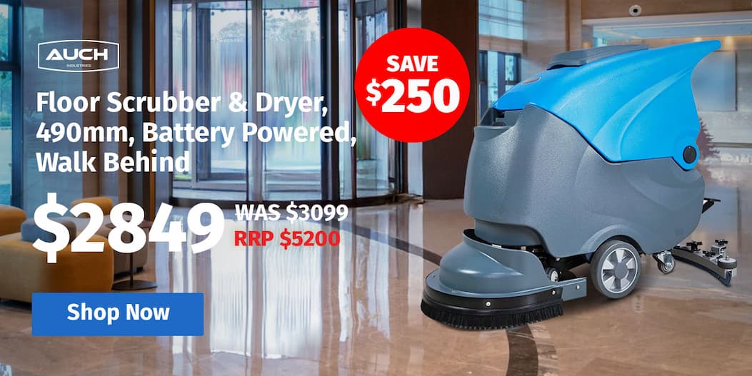 AUCH FSH18 Floor Scrubber & Dryer, 490mm, Battery Powered, Walk Behind, Multi-purpose Commercial Grade Machine