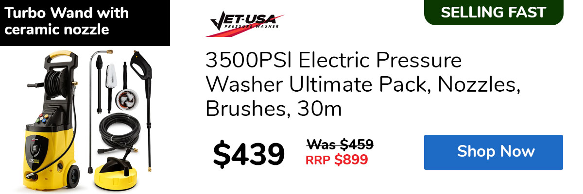 3500PSI Electric Pressure Washer Ultimate Pack, Nozzles, Brushes, 30m