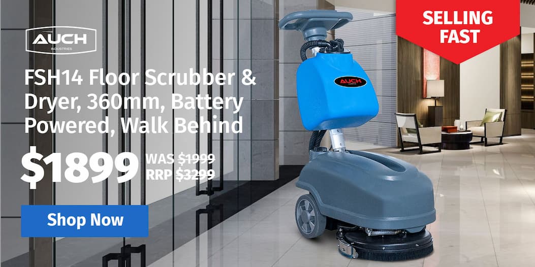 AUCH FSH14 Floor Scrubber & Dryer, 360mm, Battery Powered, Walk Behind, Multi-purpose Commercial Grade Machine